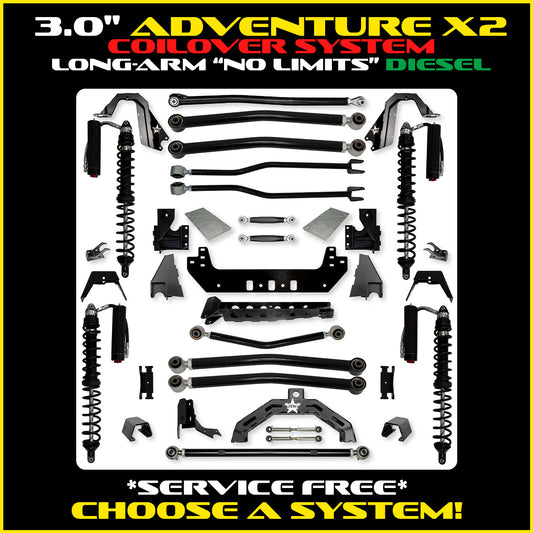 Gladiator 3.0 Inch Adventure-X "No Limits" Coil Over Long Arm System Diesel Model