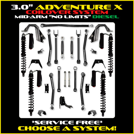Gladiator 3.0 Inch Adventure X "No Limits" Coil Over System Diesel Model