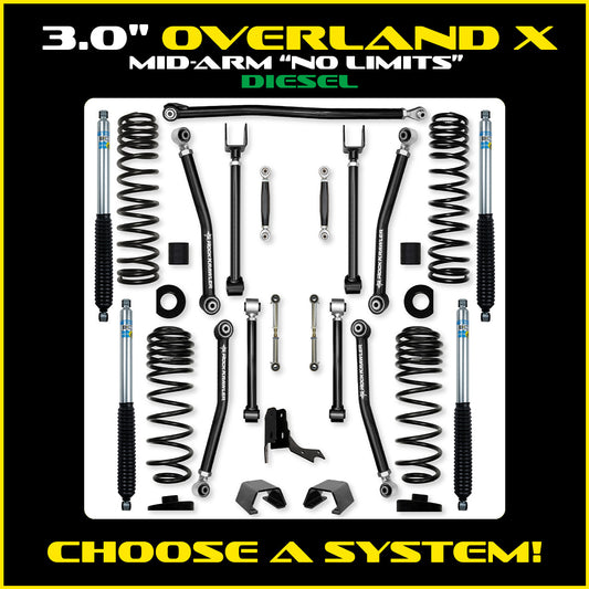 Gladiator 3.0 Inch Overland X "No Limits" System Diesel Model