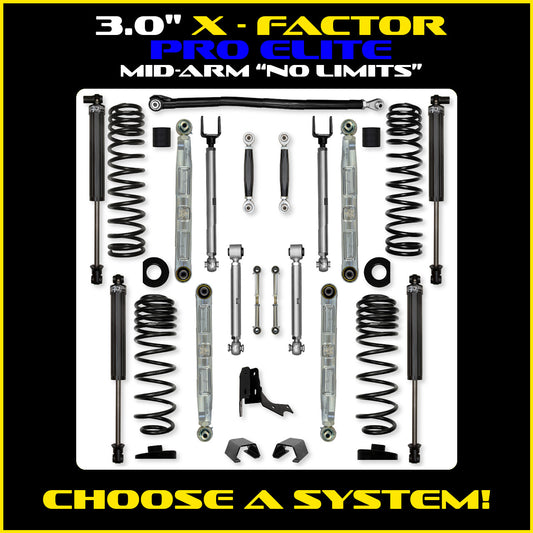 Gladiator 3.0 Inch X Factor Pro Elite "No Limits" Aluminum System w/ PB+J Lower Mid Arms