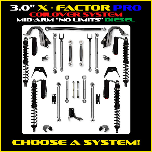 Gladiator 3.0 Inch X Factor Pro "No Limits" Aluminum Coil Over System Diesel Model