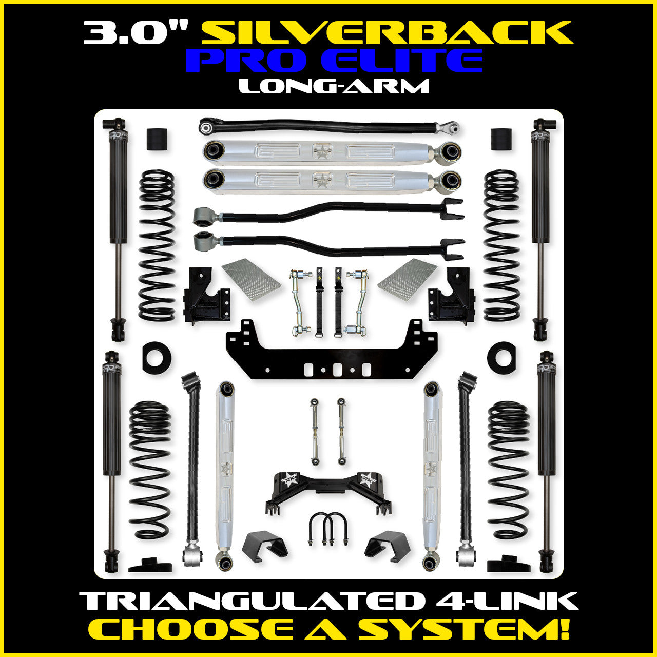 Gladiator 3.0 Inch Silverback Pro Elite System w/ PB+J Lower Arms