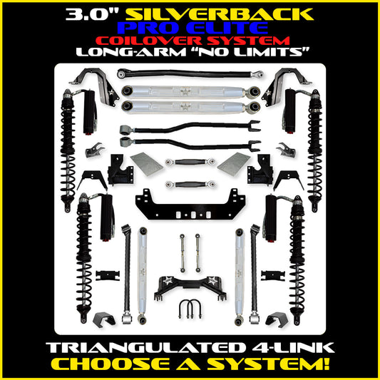Gladiator 3.0 Inch Silverback Pro Elite "No Limits" Coil Over System w/ PB+J Lower Arms