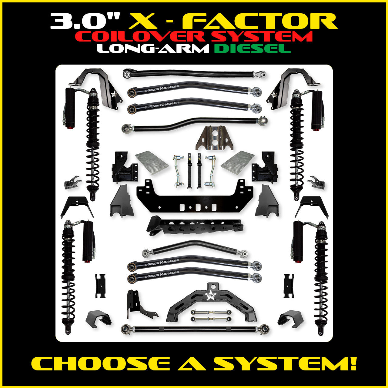 Gladiator 3.0 Inch X Factor X2 Coil Over Long Arm System Diesel Model