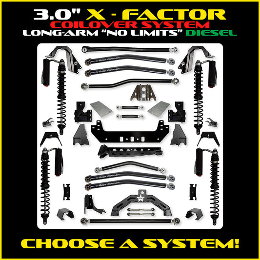 Gladiator 3.0 Inch X Factor X2 "No Limits" Coil Over Long Arm System Diesel Model