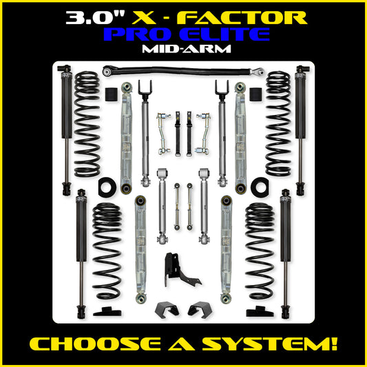 Gladiator 3.0 Inch X Factor Pro Elite Aluminum System w/ PB+J Lower Mid Arms