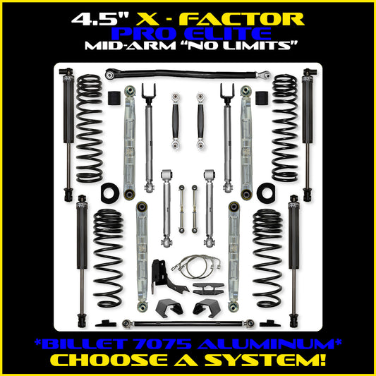 Gladiator 4.5 Inch X Factor Pro Elite "No Limits" Aluminum System w/ PB+J Lower Mid Arms