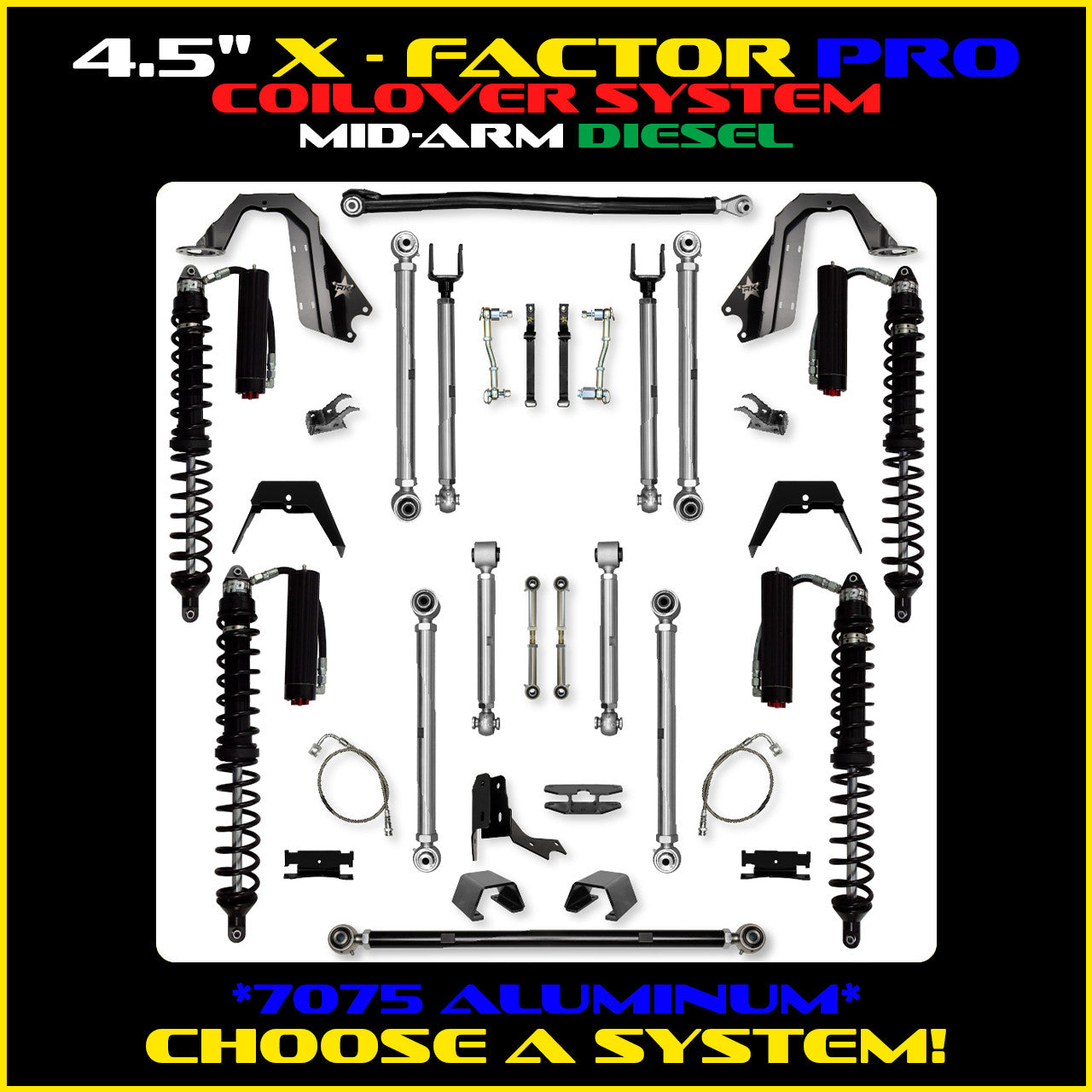 Gladiator 4.5 Inch X Factor Pro Aluminum Coil Over System Diesel Model