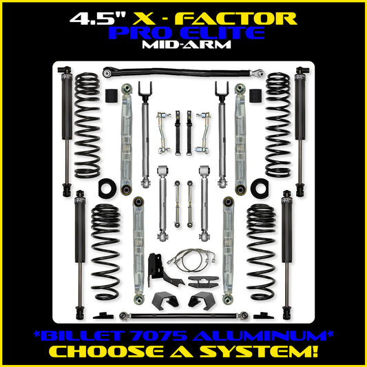 Gladiator 4.5 Inch X Factor Pro Elite Aluminum System w/ PB+J Lower Mid Arms