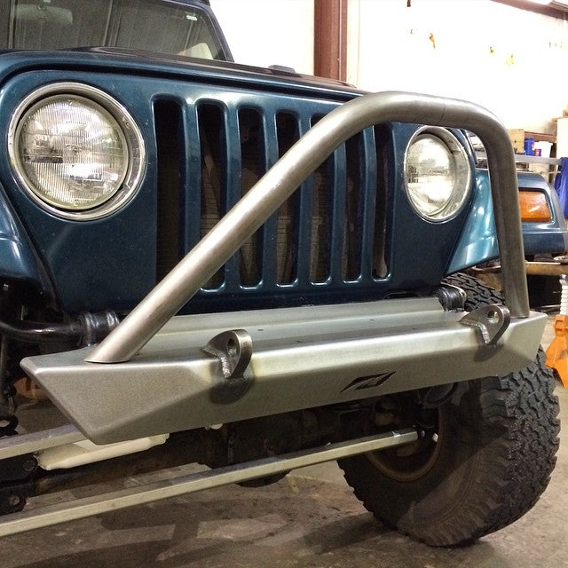 Jeep YJ / TJ / LJ Mid-Width Front Bumper W/Stinger Bare Steel Motobilt